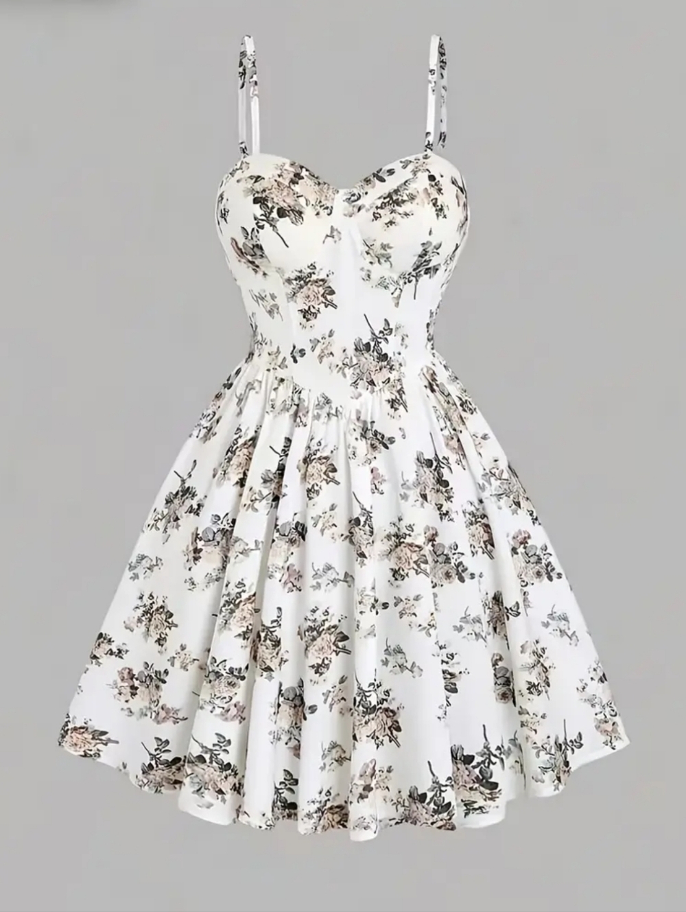 Summer Elegant Floral Print Waist-Cinching Strappy Dress